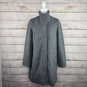 Vintage L.L. Bean Women's Bellandi Italian Boiled Wool Coat Grey Large Petite